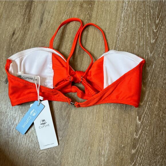 NWT Cupshe Orange Red Bikini Top Bathing Suit Small - Picture 2 of 2